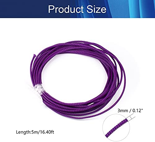 Jutagoss PET Expandable Braided Cable Sleeve, 16.4ft - 1/8 inch Purple Cable Management Sleeve, Wire Loom Tube Cord Protector for USB Cable, Power Cord, Audio Video and More, 1Pc