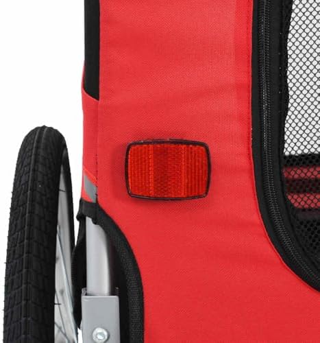 Dog Bike Trailer for Medium Dogs, Pet Bicycle Cargo Carrier with Steel Frame, Waterproof Oxford Fabric, Foldable Design, Dual Entry, Reflectors, Red and Black