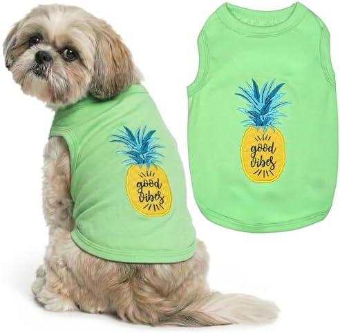 Parisian Pet Dog Shirt – 100% Cotton Shirts for Medium Dogs – Tropical Sleeveless Pet Vest – Lightweight and Breathable Dogs Apparel – Cute Dog Clothes - Stretchy T Shirts for Pets