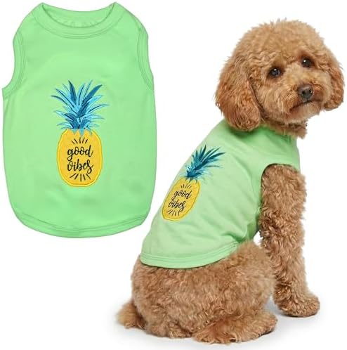 Parisian Pet Dog Shirt – 100% Cotton Shirts for Large Dogs – Tropical Sleeveless Pet Vest – Lightweight and Breathable Dogs Apparel – Cute Dog Clothes - Stretchy T Shirts for Pets