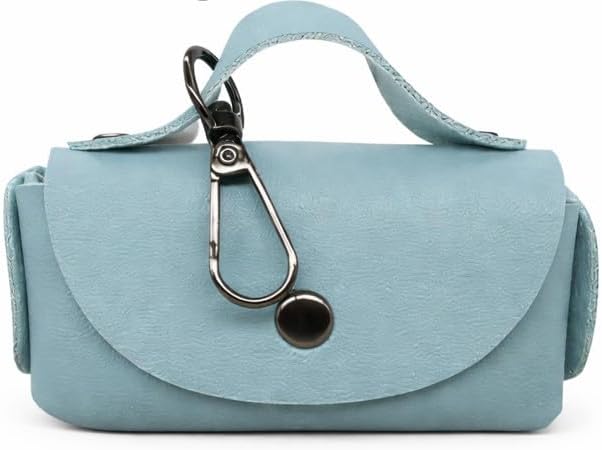 Pet Poop Bag Dispenser with Clip, Portable Waste Bag Holder, 5 Colors Available, 3.9 x 2.4 x 1.2 inches (Light Blue)