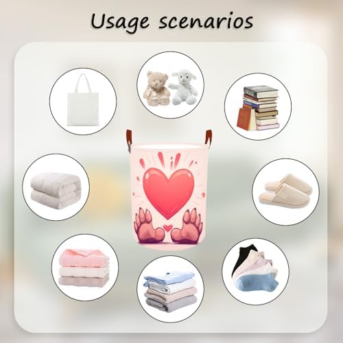 Laundry Basket 15.7x19.7 in Paw Heart Hamper for Bedroom