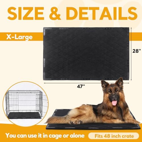 HOMBYS Chew Proof Dog Bed Mat with 20 Metal Rivets - Indestructible Kennel Pad for Teething Puppies & Aggressive Chewers, Durable Waterproof Crate Mat for Medium Dogs, 47" x 28" (Indoor/Outdoor Use)