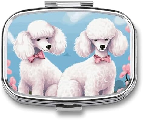 Pill Organizer, Portable Pill Box, Travel 7 Day Pillcase Poodles Dogs Medicine Organizer 2 Compartments Medicine Container for Vitamins, Medications, Fish Oil and Supplements