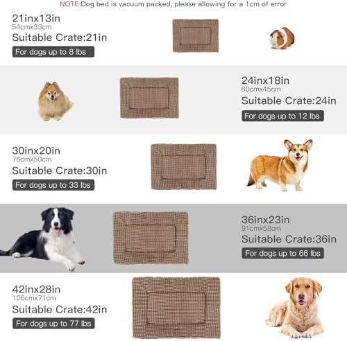 BVAGSS Dog Bed Mat,Reversible Crate Pad, Memory Foam Beds, Soft Warm Pet Cushion for Small Medium Dogs, Washable Pet Sleeping Mattress Kennel Bed Pad XH079 (42''x28''x1.6'',Brown)
