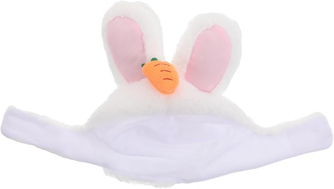 Small Pet Headwear Bunny Ears Polyester White for Cats | Puppy Kitten, Holiday Celebrations and Special Events, Breathable Lightweight Comfort with Easy off Wear