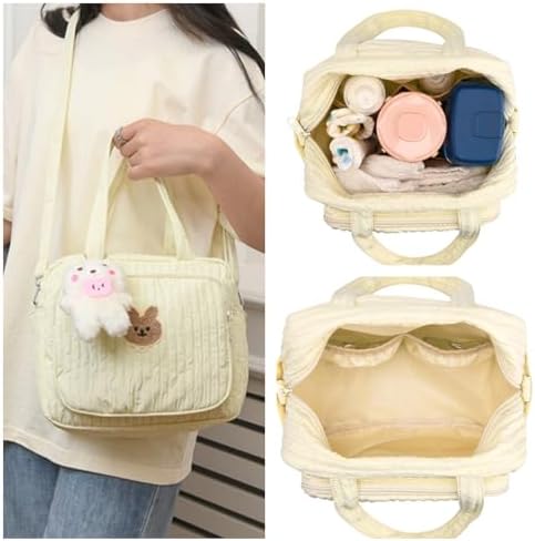 Lushandy Baby Diaper Bag Tote, Mom Bag Crossbody Diaper Bags Baby Travel Bags for Girl Pañaleras Para Bebe (Yellow, Small)