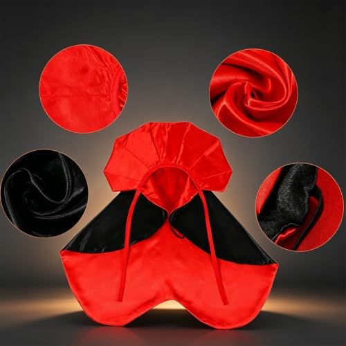 Halloween Vampire Cape Costume for Small Medium Pets, Black and Red Cloak with Collar, Cat Dog Dress Up Accessory
