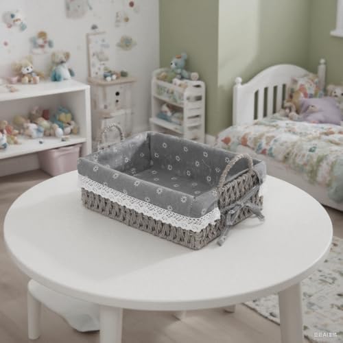 Set of 2 Paper Rope Storage Baskets with Handles & Liners