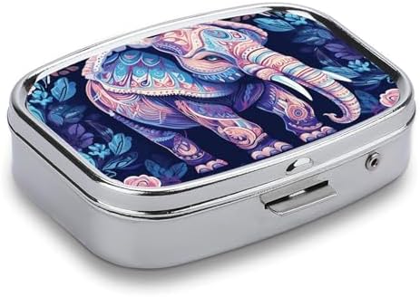 Pill Organizer, Portable Pill Box, Travel 7 Day Pillcase Purple Elephant Medicine Organizer 2 Compartments Medicine Container for Vitamins, Medications, Fish Oil and Supplements