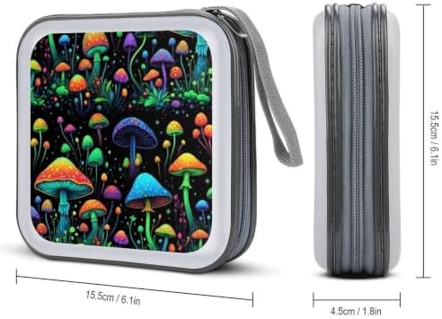 Sturdy DVD Case Trippy Mushroom CD Holder Organizer Binder 40 Capacity | Disc Wallet Trippy Mushroom Green Dustproof, Shockproof, Zipper Closure for Car Home Office