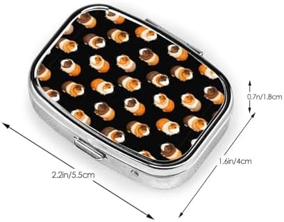 Personalized Pill Box Stainless Steel Custom Medicine Case Compact Supplement Organizer, Cute Cartoon Guinea Pigs Black