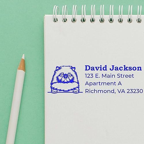 Peeking Himalayan Cat Wood Handle Address Stamp - Custom Rubber Stamp | Mailing Stamp for Pet Lover Gifts. Custom Address Stamp Himalayan Cat. 4 lines of custom text. Personalized to your text.