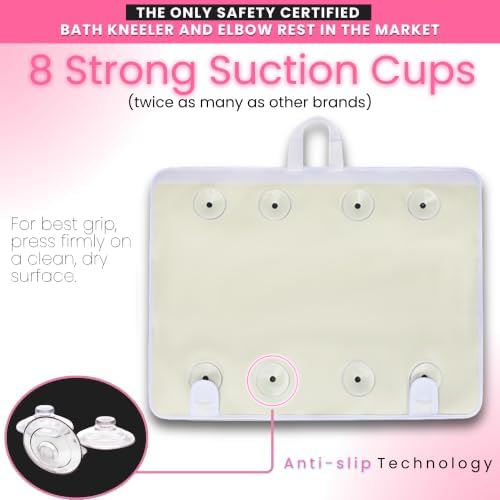 Certified Bath Kneeler 1.5" Padding Bath Kneeler and Elbow Rest Pad Set | 8 suction cups, non-toxic, fast dry bath kneeling pad for bath tub, toy organizer, kneeling pad for bathing baby by Supa Ant