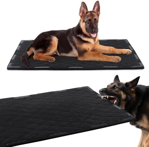 HOMBYS Chew Proof Dog Bed Mat with 12 Metal Rivets - Indestructible Kennel Pad for Teething Puppies & Aggressive Chewers, Durable Waterproof Crate Mat for Small Dogs, 29" x 18" (Indoor/Outdoor Use)