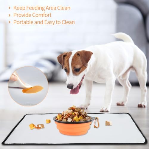 Dog Travel Bag with 2 Food Containers Collapsible Bowls & Feeding Mat, Grey
