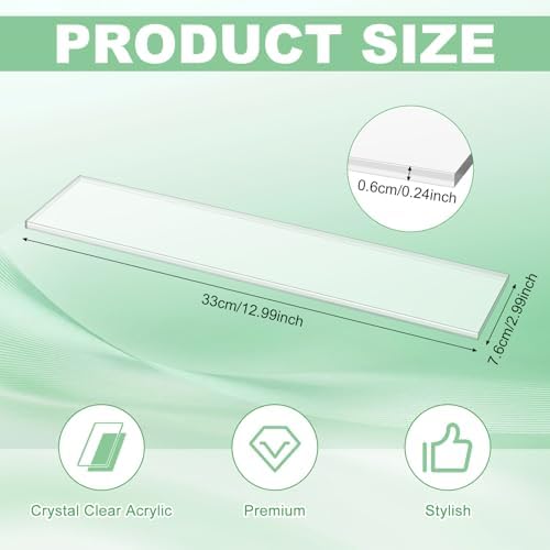 DERTE 4 Pack 13 Inch Acrylic Clear Medicine Cabinet Shelves 1/4 Inch Thick | Medicine Replacement Shelf for Wall Mounted and Hanging Cabinets Kitchen Living Room Bathroom