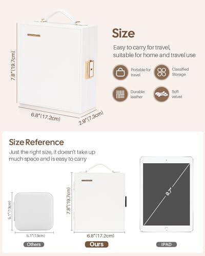 Enthralite Portable Travel Jewelry Case: Jewelry Box with Lock and Mirror | Quality PU Leather & Velvet Lined Jewelry Organizer - Large Capacity for Ring Earring Large Necklaces - Birthday Gift for Her