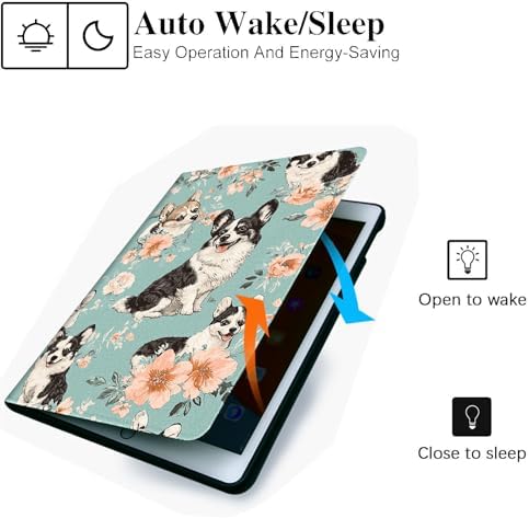for Microsoft Surface Pro 11/10/9-13" 2024/2022 Tablet Case,Auto Wake/Sleep,Adjustable Stand Protective Cover - Corgi Floral