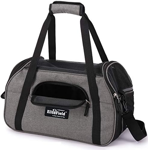 EliteField Soft-Sided Pet Carrier for Cats & Small Dogs (3-Year Warranty) | Airline Approved, Removable Bed & Cover, Built-In Leash, Luggage Sleeve, Seat Belt Loop, Waterproof, Durable, Foldable