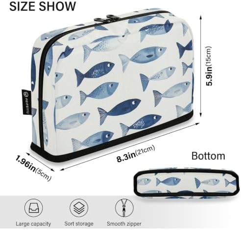 Small Fish Blue Pencil Case for Kids Girls Boys | Large Pencil Pouch Pen Bag Holder with Big Capacity