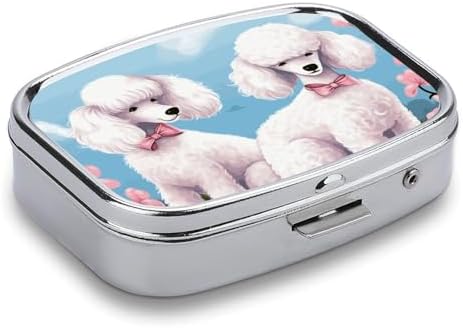 Pill Organizer, Portable Pill Box, Travel 7 Day Pillcase Poodles Dogs Medicine Organizer 2 Compartments Medicine Container for Vitamins, Medications, Fish Oil and Supplements