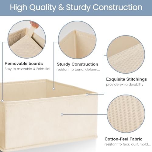 Criusia Drawer Organizer Clothes,16 Pack Underwear Drawer Organizers, Foldable Closet Organizers and Storage Dresser Drawer Dividers Clothing Organizer for Clothes, Socks, Scarves, Bra, Ties (Beige)