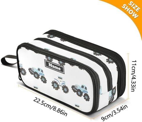 KLL Custom Large Capacity Pencil Box Man Big Pencil Cases College Lightweight truck and Cartoon Cars White