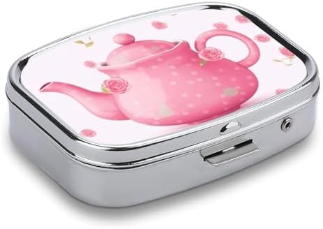 Pill Organizer, Portable Pill Box, Travel 7 Day Pillcase Teapot Medicine Organizer 2 Compartments Medicine Container for Vitamins, Medications, Fish Oil and Supplements