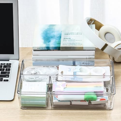 2Pcs Pet Desktop Drawer Organizer Boxes with Compartments, Small and Medium Sizes, Multipurpose Storage for Office Supplies, Cosmetics, and Stationery, Desk and Kitchen Drawer