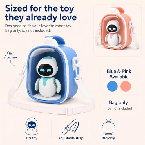 Carrying Case for ENERGIZE LAB Eilik Robot Pets, Bag Only | High-Density EPE Foam, Dry-Coated Microfiber PU, Clear PVC Window