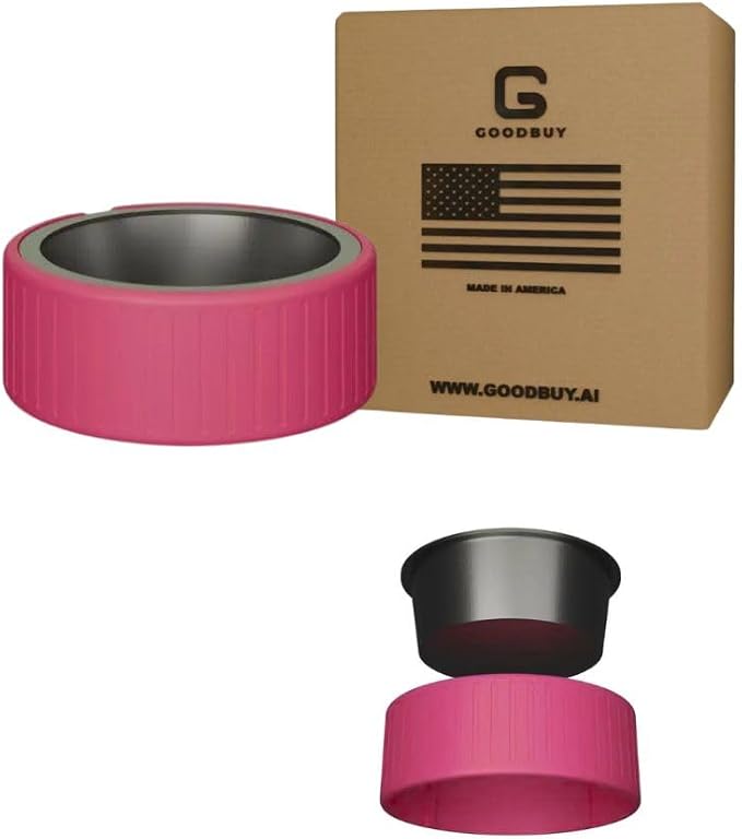 Pet Station Elevated Dog Bowl Stand for 6.8 in. Bowls - 3D Printed Dog Feeder - Adjustable Height Legs and Magnetic Fridge Mount Feeding Station - Made in USA (Pink, Bowl)