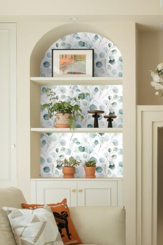 HAOKHOME Adhesive Shelf Liner Dresser Leaf Contact Paper for countertops | Peel and Stick Green White Drawer Cabinet Liners Kitchen Bathroom Wire Desk Waterproof Removable Decorative 17.3in x 6.5ft