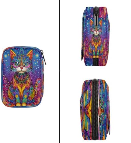 Pill Organizer Box Ethnic Style cat Cute 7-Day Weekly Medicine Pill Case Travel Pill Container Portable Pill Holder Storage Purse Bag Small Compact Size for Vitamin Supplement Birth Control