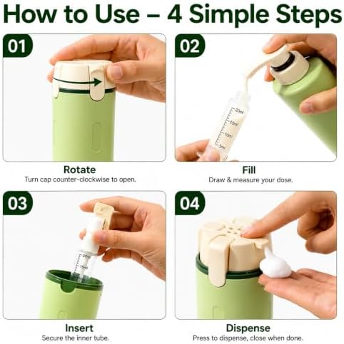 4 in 1 Travel Dispenser Bottles, Leak Proof Refillable Toiletry Containers for Shampoo Conditioner Lotion, Portable Travel Bottles for Vacation, Gym and Business Trip