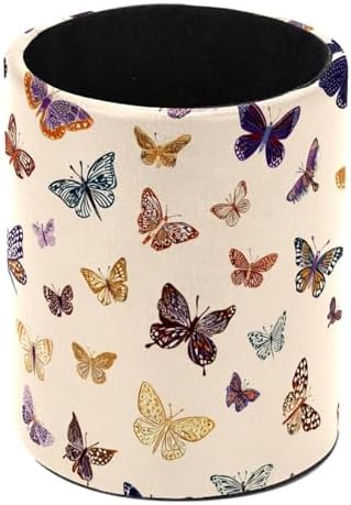 Faux Leather Pen Holder for Desk, Pencil Organizer Butterfly Pen Cup Desk Decor Makeup Brush Holder Storage for Office Home