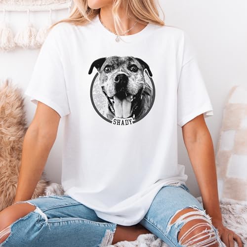 Chillever Personalized Dog Potrait Hoodie, Custom Photo Dog Mom Shirt, Sweatshirt, Gift for Dogs Cat Lovers