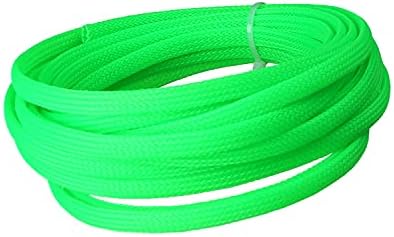 Bettomshin 1Pc 16.4Ft(5m) Cable Management Sleeve, 1/4"(6mm) Width PET Fluorescent Green Cord Protector, Wire Loom Tube Insulated for USB Cable Power Cord Organizer Video Cable Hider