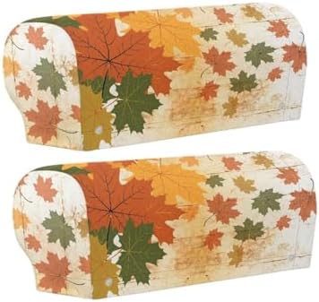 Couch Arm Covers for Sofa 2 Pack Fall Maple Leaf Couch Arm Covers Portable Furniture Covers Stretch Armrest Covers for Chairs/Sofas Fall Decoration