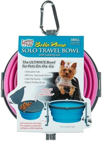 Loving Pets Bella Roma Collapsible Dog Bowls - Silicone Dog Bowls, Foldable Bowl, Puppy Essentials & Hiking Pet Supplies Great for Home & Travel (Pink, Small)