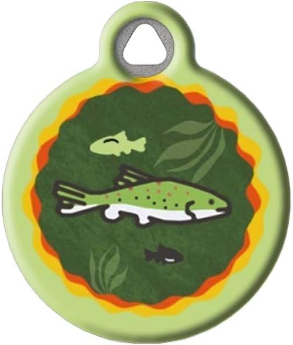 Brook Trout Lupine Pattern Pet ID Tag for Dogs and Cats, Silent Polymer Coated Stainless Steel Nametag Complements Lupine Leash and Collar Patterns - Large 1.25" Diameter