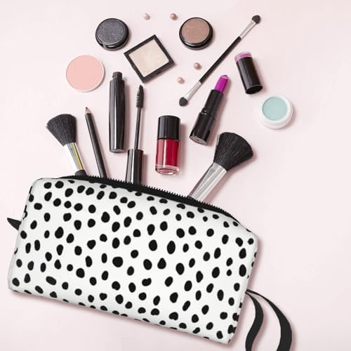 Polka Dot Makeup Bag for Women with Wrist Strap | Durable 600D Oxford Fabric, Impact-Resistant & Compact, Travel Cosmetic & Makeup Organizer for Gym & Daily Use