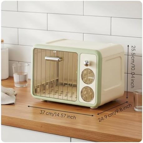 Storage Cabinet Kitchen Organizer Cup Rack Cabinet Cupboard with and Dustproof Doors Made of PP and PET Suitable for Nursery Decor kitchenette Counter Compact, Green
