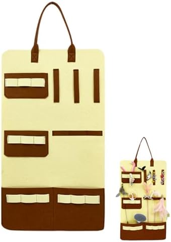 iiniim Cat Wand Holder Storage Bag Wall Hanging Cat Teaser Toy Organizer Keep Your Home Tidy and Brown One Size