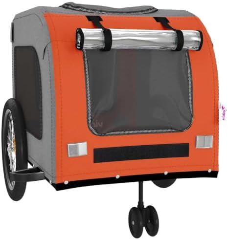 Pet Bike Trailer for Small Dogs, Foldable Bicycle Cargo Trailer with Quick-Release Wheels and Safety Flag, Orange and Gray