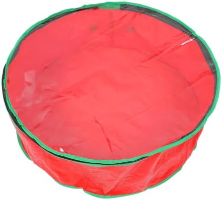 Toddmomy Red Christmas Wreath Storage Bag, Pet PVC Holder Round Window | Waterproof Sturdy Packing Bag, Holiday Party Decor Storage, View