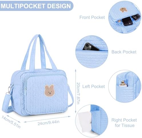 Lushandy Baby Diaper Bag Tote, Mom Bag Crossbody Diaper Bags Baby Travel Bags for Girl Pañaleras Para Bebe (Blue, Small)