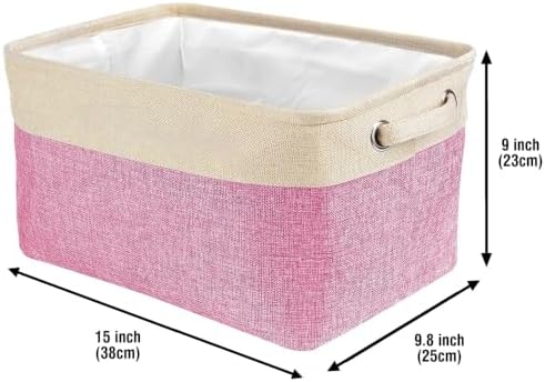 Personalized Storage Basket with Lovely Dog Pit Bull Collapsible Sturdy Fabric Pet Toys Fabric Dog Toy Storage Bin Cube with Handles for Organizing, Pink and White