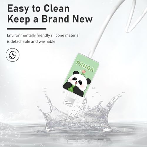 Cute Cable Protector 4PCS Set for iPhone Type-c Charger, Cartoon Panda Pattern Phone Charger Protector for Women Kids,Data Cable Saver,Charging Cord Protector for iPhone