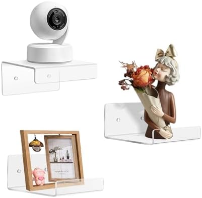 Pack of 3 Wall Mount Shelves for Security Cameras Remote Controls Modern Organization Living Room Bathroom Storage Solut